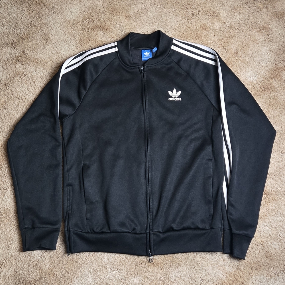 Adidas Black Jacket with White Stripes